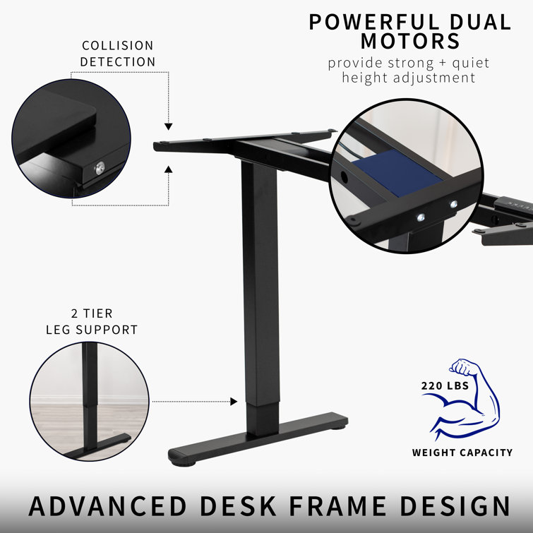 Adjustable Black Steel Electric Dual Motor Desk Frame