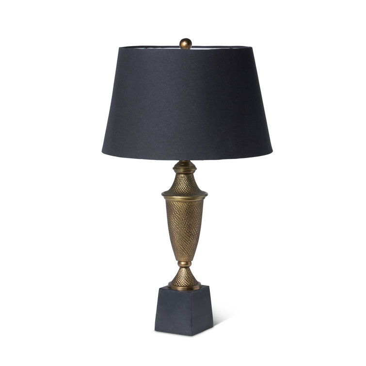 Gold and Black Aluminum Table Lamp with Linen Shade
