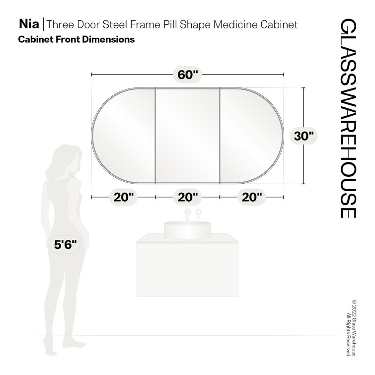 White 60" x 30" Recessed Medicine Cabinet with Adjustable Shelves