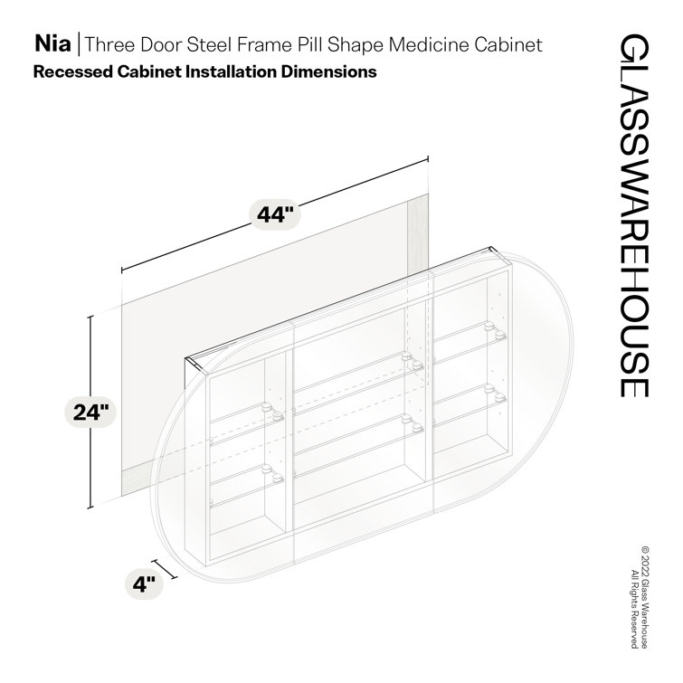White 60" x 30" Recessed Medicine Cabinet with Adjustable Shelves