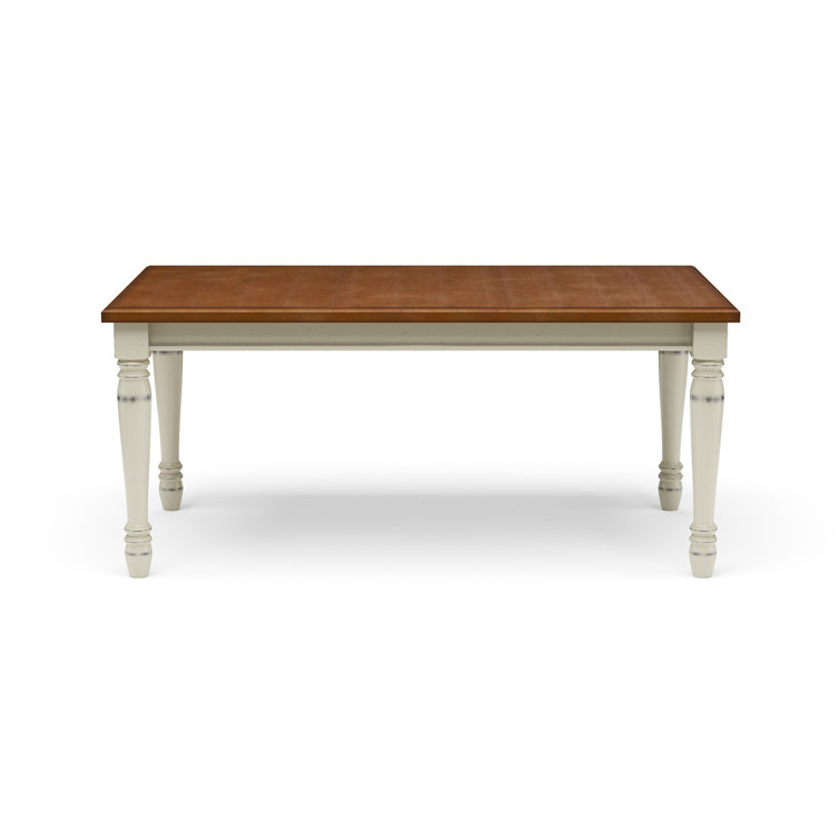 Farmhouse Dark Brown and Off-White Extendable Wood Dining Table