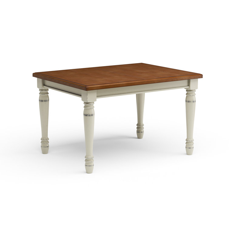 Farmhouse Dark Brown and Off-White Extendable Wood Dining Table