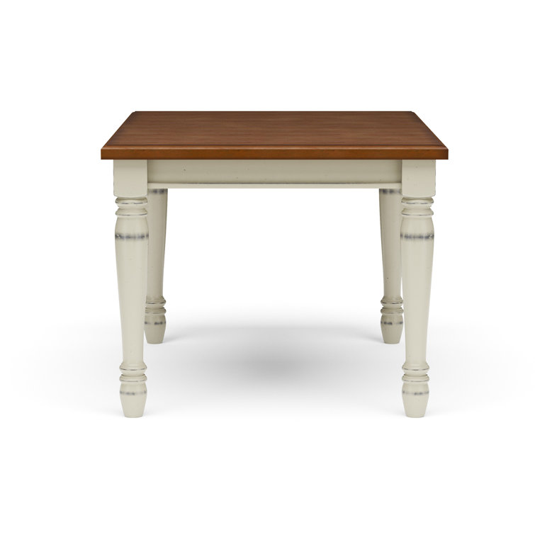 Farmhouse Dark Brown and Off-White Extendable Wood Dining Table