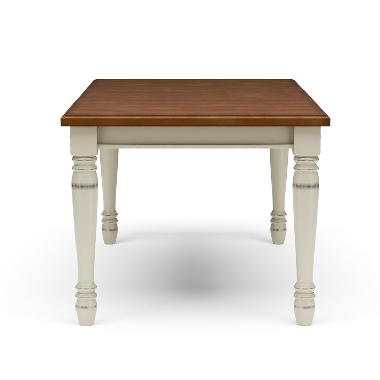Farmhouse Dark Brown and Off-White Extendable Wood Dining Table