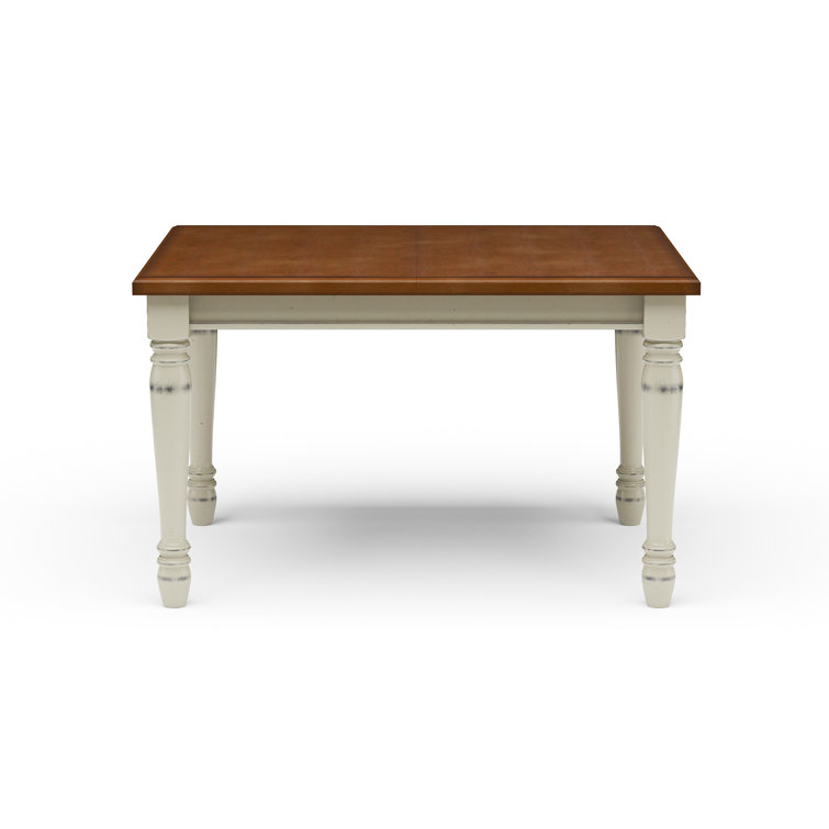 Farmhouse Dark Brown and Off-White Extendable Wood Dining Table