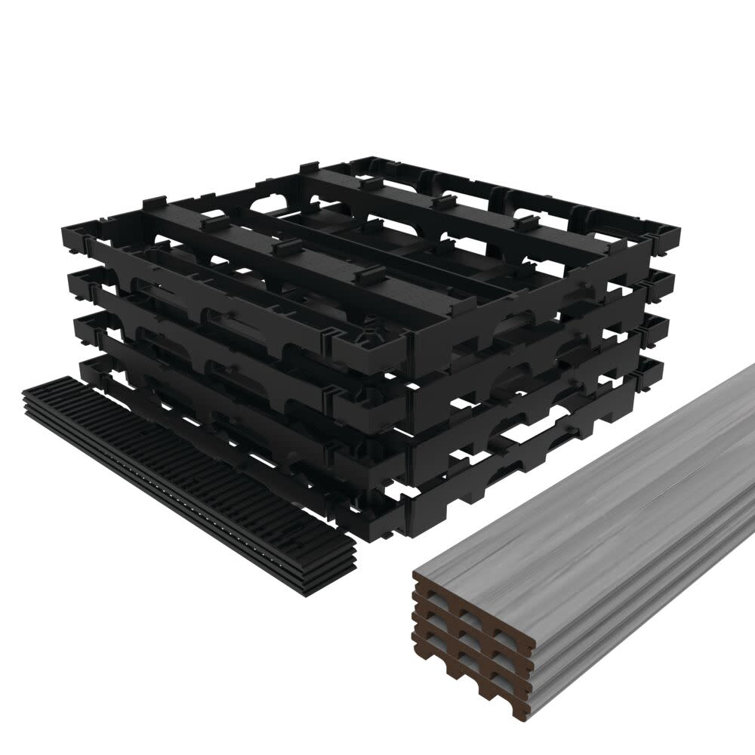 Gray Composite Water-Resistant Outdoor Interlocking Deck Kit