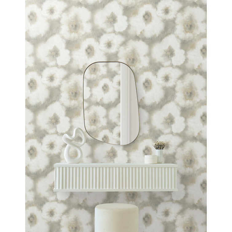 Neutral Floral Linen Canvas Non-Pasted Wallpaper Roll