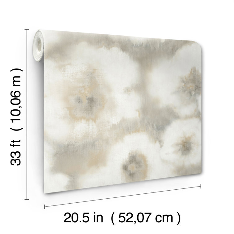 Neutral Floral Linen Canvas Non-Pasted Wallpaper Roll
