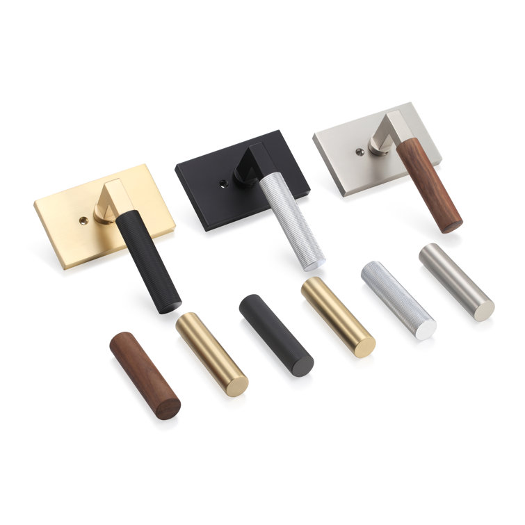 Flat Black Round Lever with Rectangle Rosette for Interior Doors