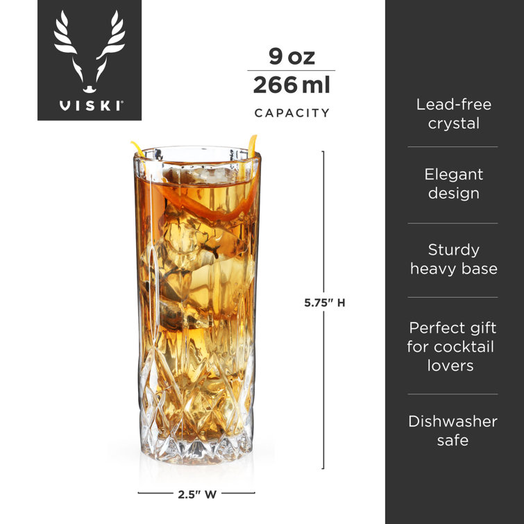 Admiral Cut Crystal Tall Highball Glasses Set of 4