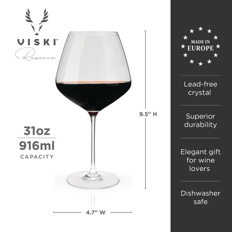 European Lead-Free Crystal Burgundy Wine Glass Set, 31 Oz, Set of 4
