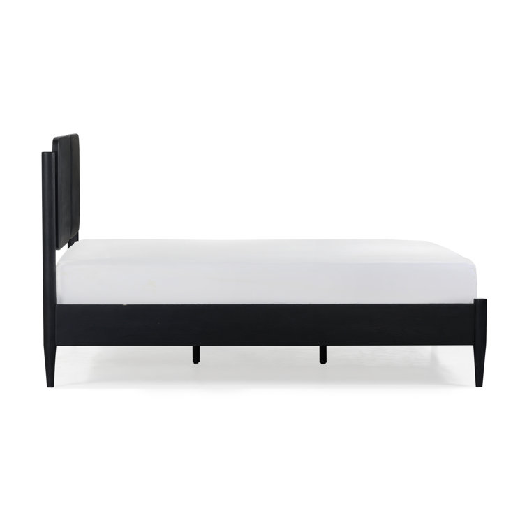 Queen Black Oak Wood Frame Bed with Headboard