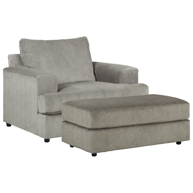 Gray Microfiber Chair and a Half with Wood Frame