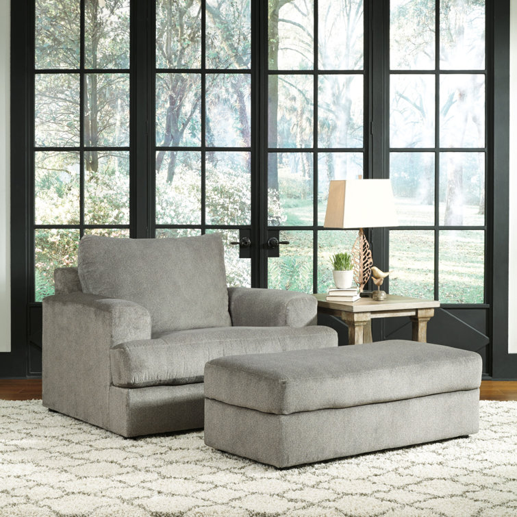 Gray Microfiber Chair and a Half with Wood Frame