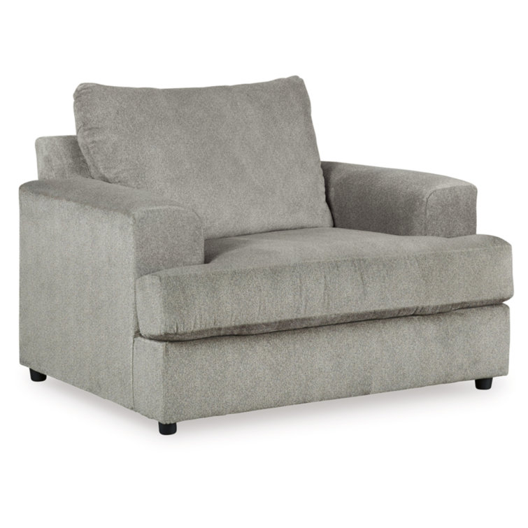 Gray Microfiber Chair and a Half with Wood Frame