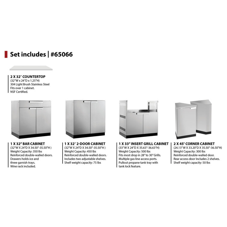 Stainless Steel 5-Piece Modular Outdoor Kitchen Cabinet Set
