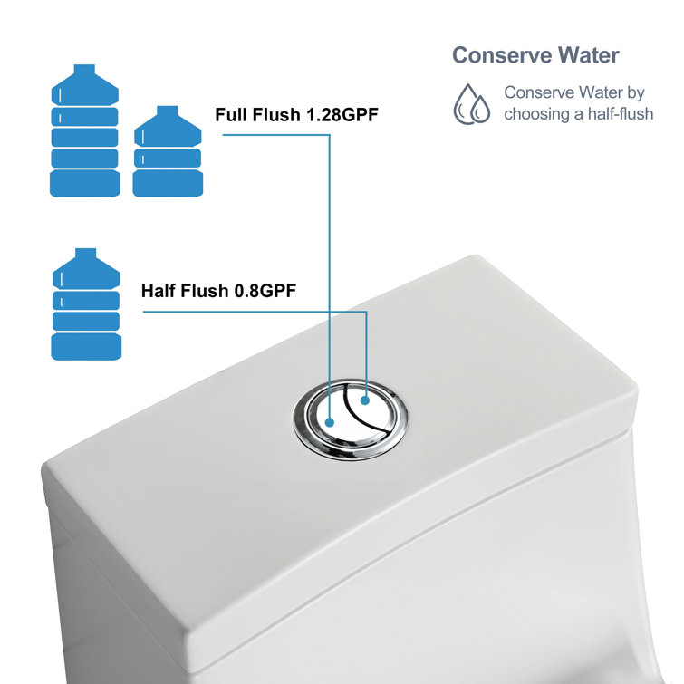 Greta White Elongated One-Piece Dual Flush Toilet