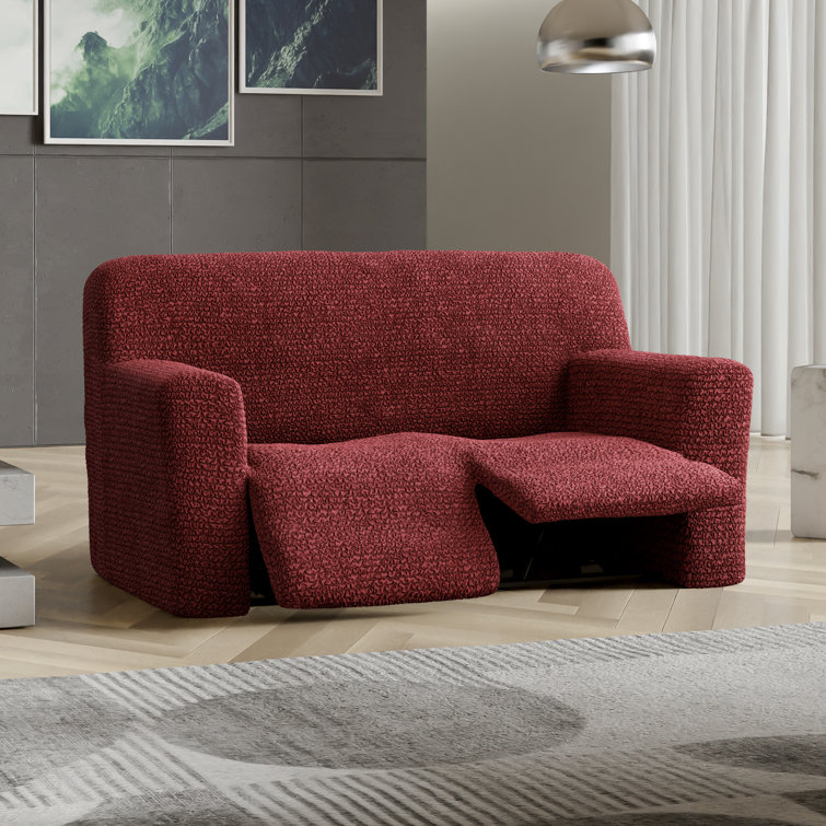 Burgundy Polyester Blend Stretch Loveseat Sofa Cover