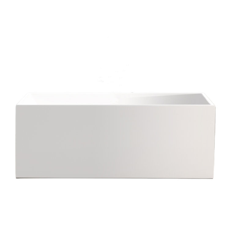 67'' White Acrylic Freestanding Soaking Bathtub with Oil Rubbed Bronze Trim