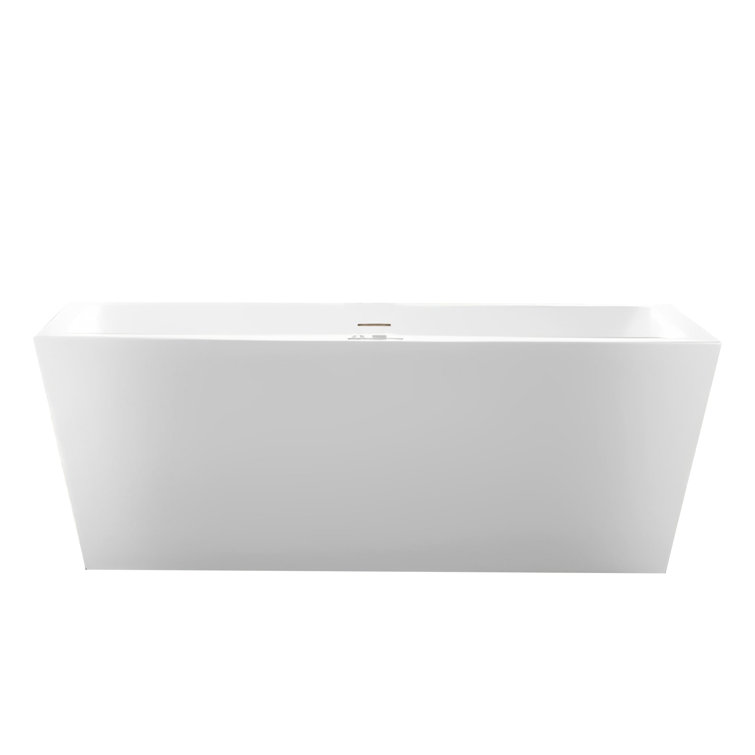 67" White Acrylic Freestanding Soaking Bathtub with Overflow