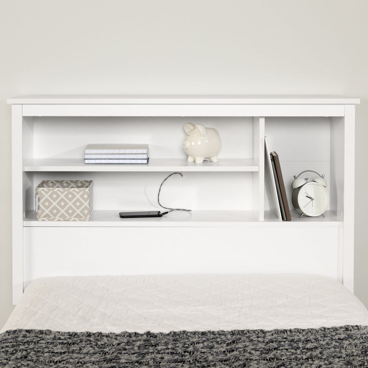 Pure White Twin Wood Storage Bed with Bookcase Headboard and Drawers