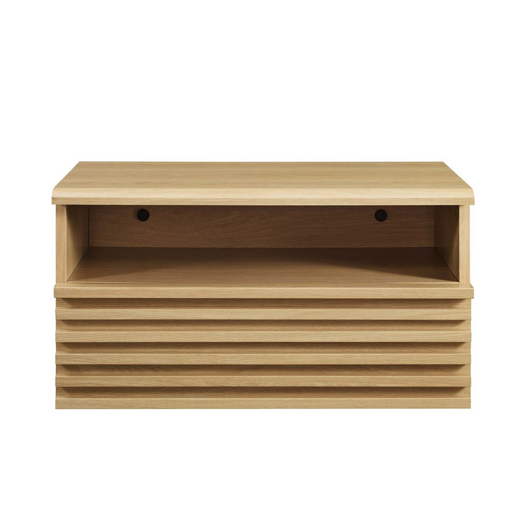 Oak Mid-Century Modern Wall-Mount Nightstand with Drawer