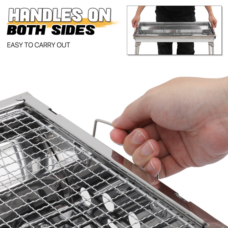 Foldable Stainless Steel Charcoal Grill with Smoker