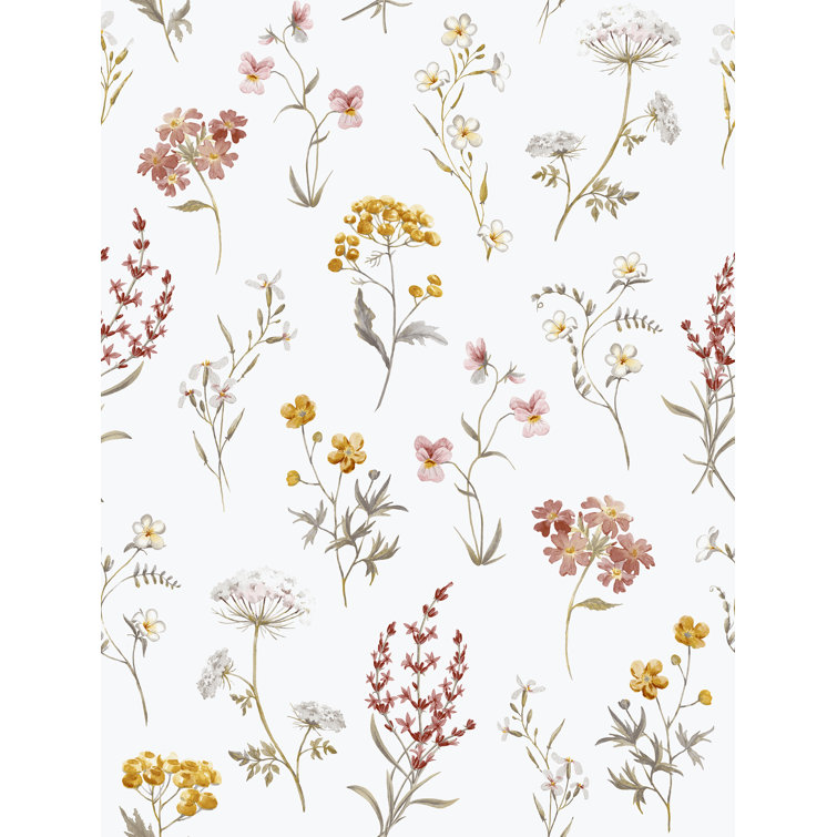 Spring Blossom Yellow Botanical Floral Non-Woven Wallpaper Roll