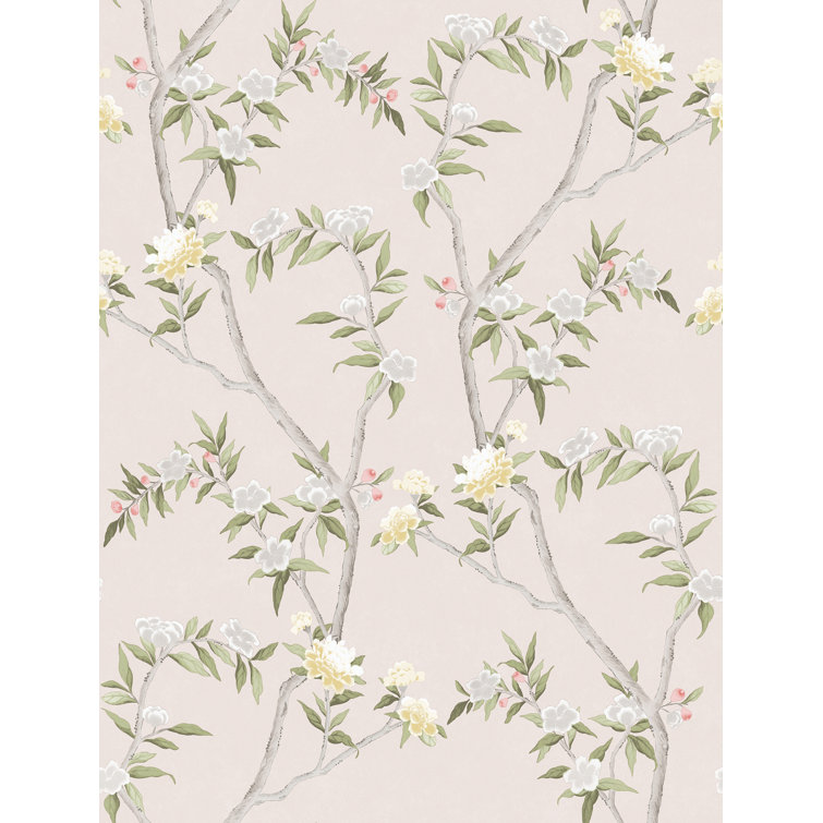 Pink Floral Vine Non-Woven Wallpaper Roll