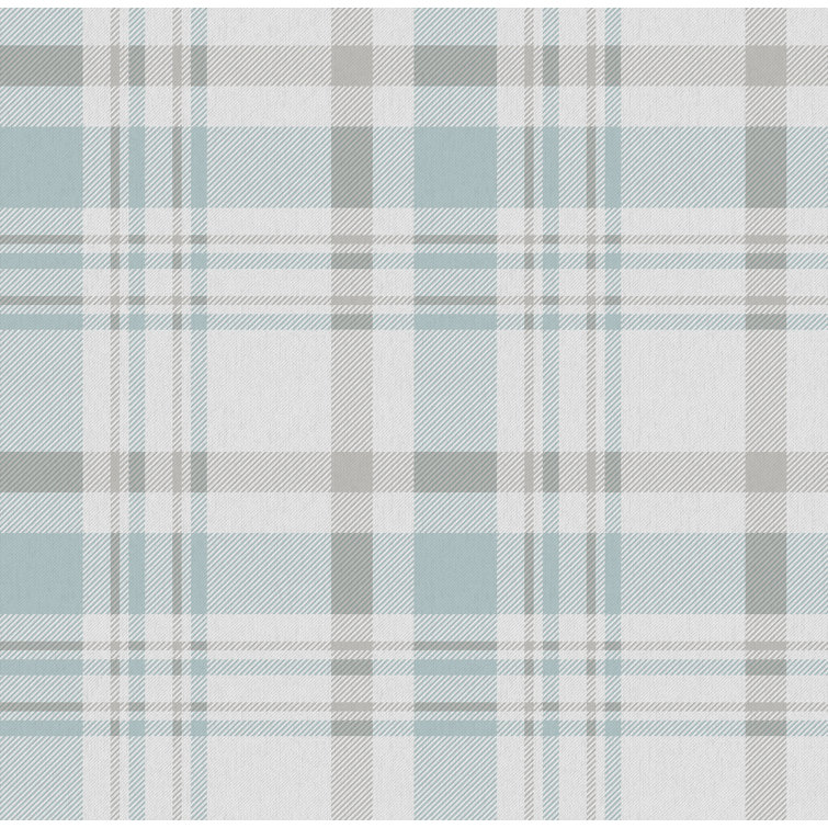 Gray and Cream Plaid Non-Pasted Washable Wallpaper Roll