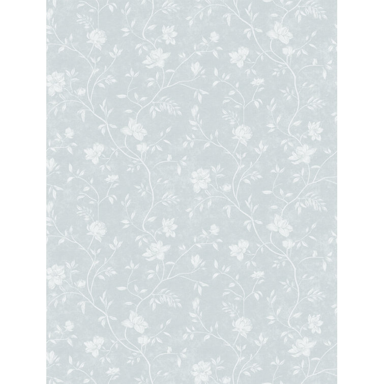 Blue Magnolia Floral Vine Non-Pasted Wallpaper Roll