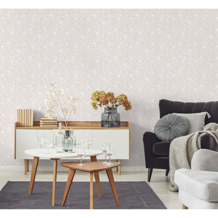 Blue Magnolia Floral Vine Non-Pasted Wallpaper Roll