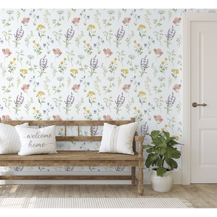 Spring Blossom Botanical Floral Multicolor Non-Woven Wallpaper Roll