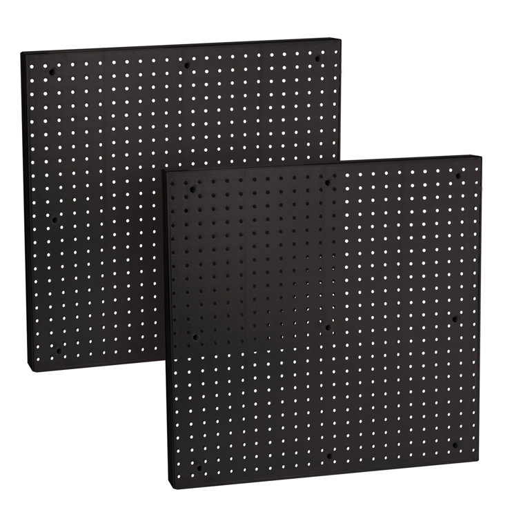 Black High-Impact Styrene Pegboard Wall Panel, 24" x 24", 2-Pack