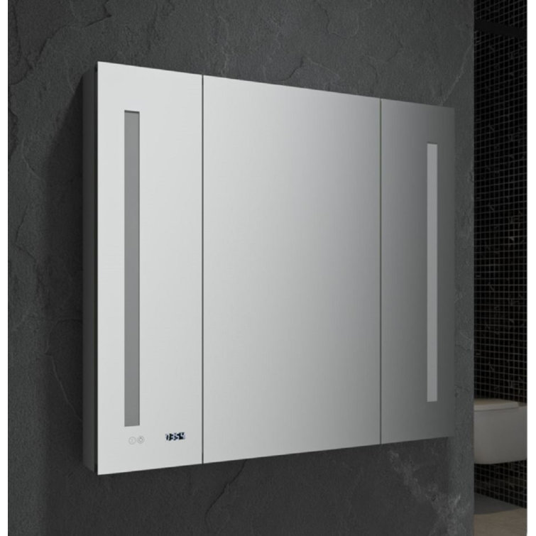 Silver Frameless LED Lighted Tri-view Medicine Cabinet