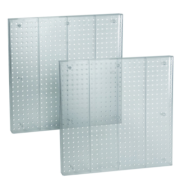 Frosted Clear High-Impact Styrene Pegboard Wall Panel, 24" x 24", 2-Pack
