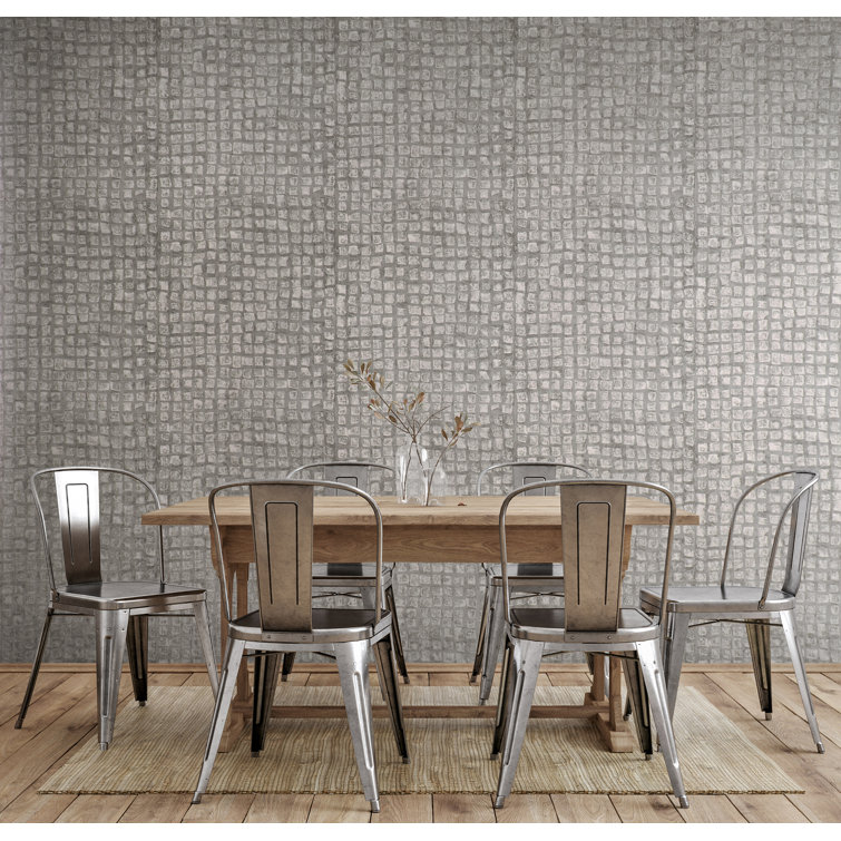 Silver Embossed 3D Geometric Non-Pasted Wallpaper Roll