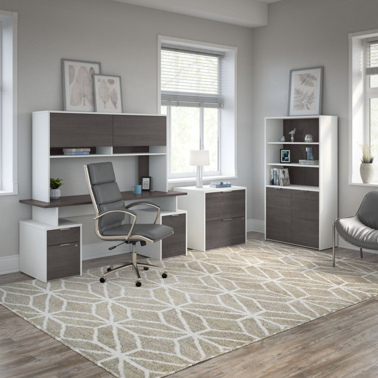 Jamestown 66" Storm Gray and White 5-Shelf Bookcase