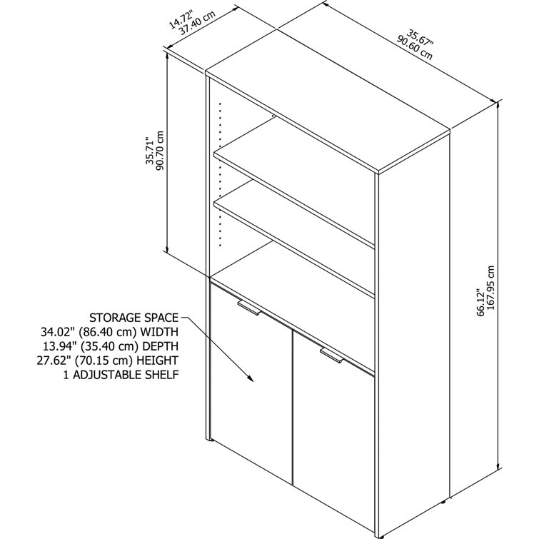 Jamestown 66" Storm Gray and White 5-Shelf Bookcase
