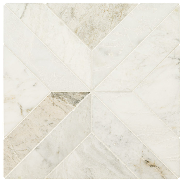 Arabescato Venato White Honed Marble Mosaic Tile Sheet