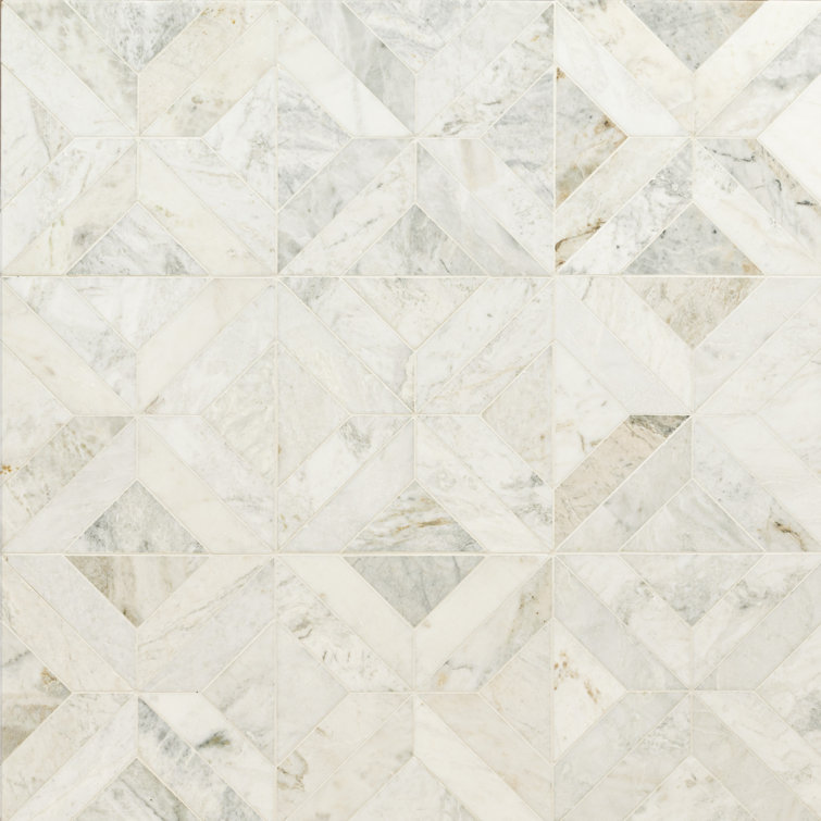 Arabescato Venato White Honed Marble Mosaic Tile Sheet