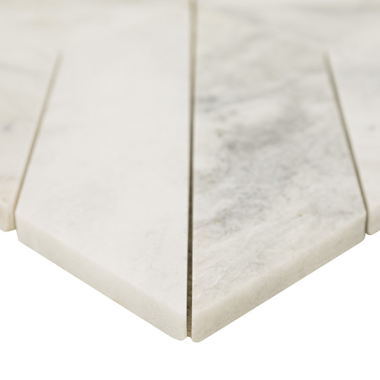 Arabescato Venato White Honed Marble Mosaic Tile Sheet