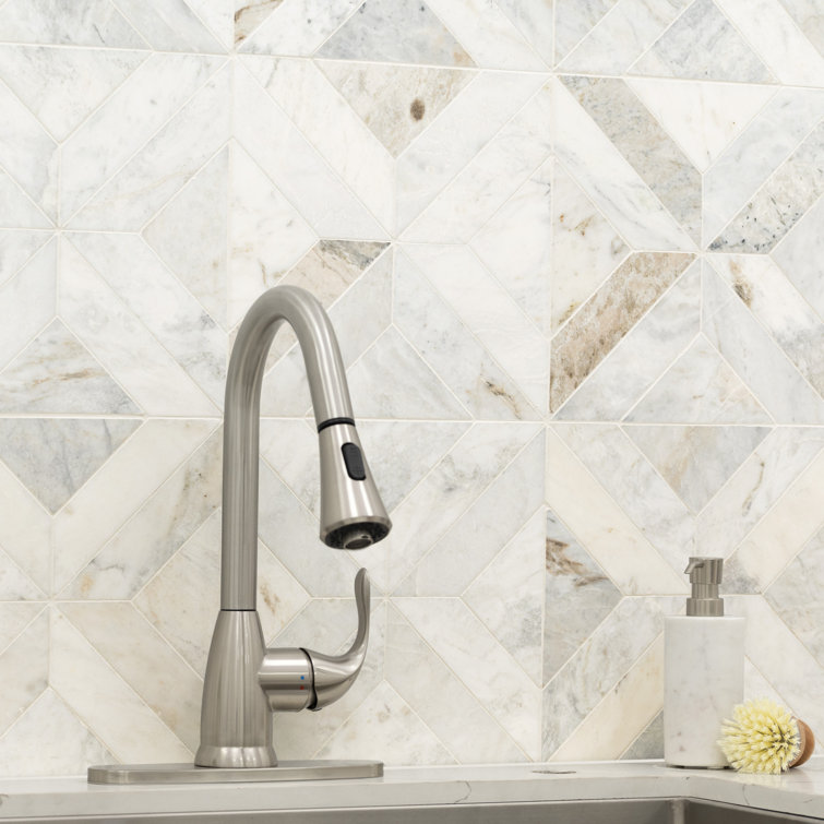 Arabescato Venato White Honed Marble Mosaic Tile Sheet