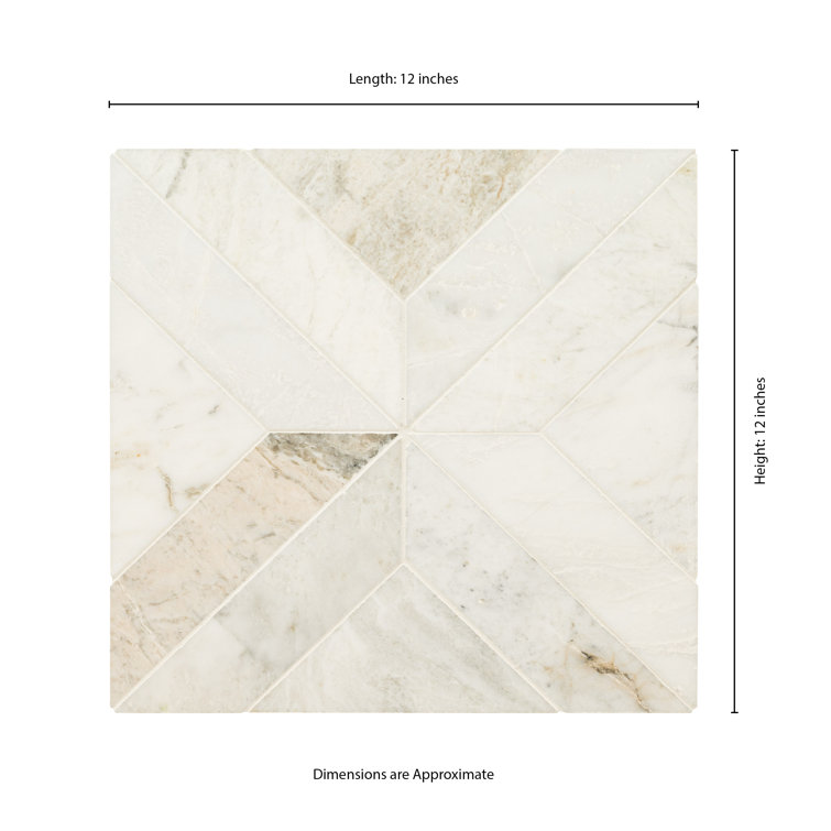 Arabescato Venato White Honed Marble Mosaic Tile Sheet