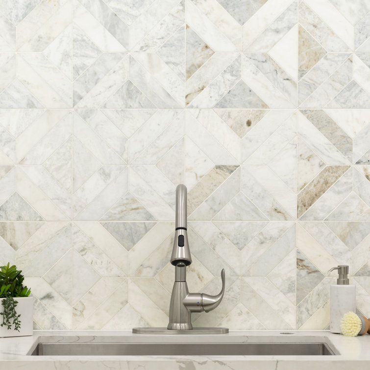 Arabescato Venato White Honed Marble Mosaic Tile Sheet