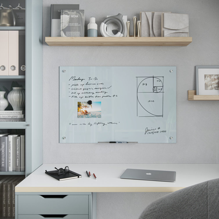 36" x 24" White Magnetic Glass Dry Erase Board