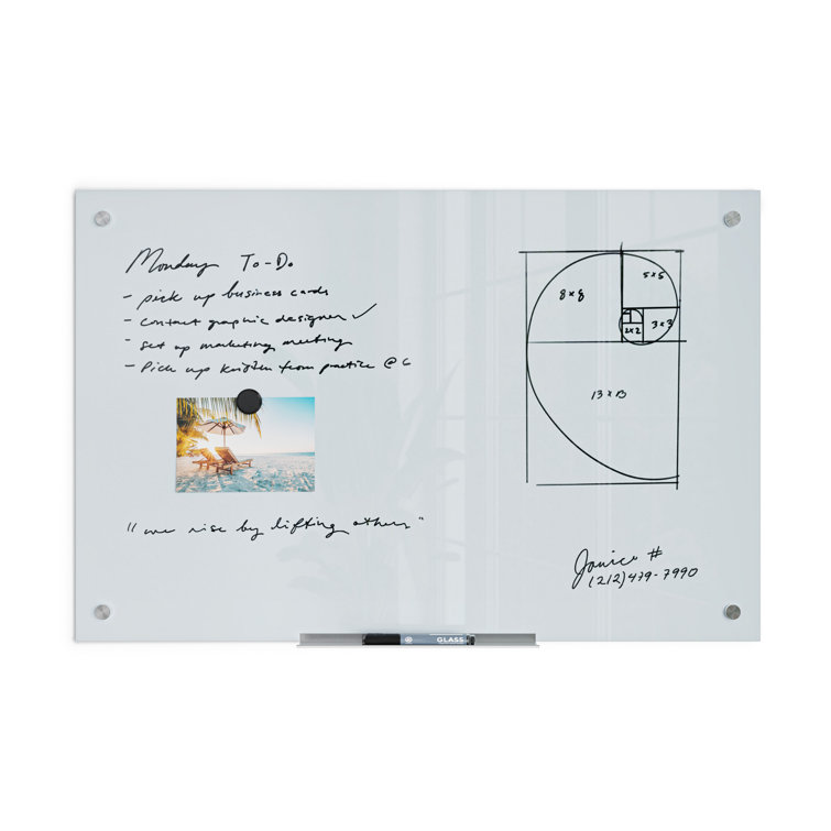 36" x 24" White Magnetic Glass Dry Erase Board