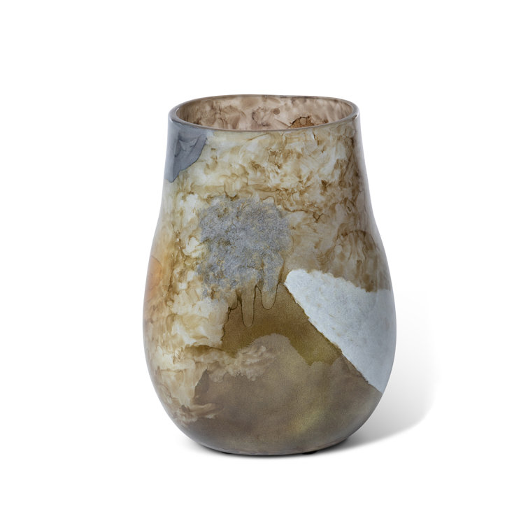 Handblown Yellow and Gray Recycled Glass Decorative Vase