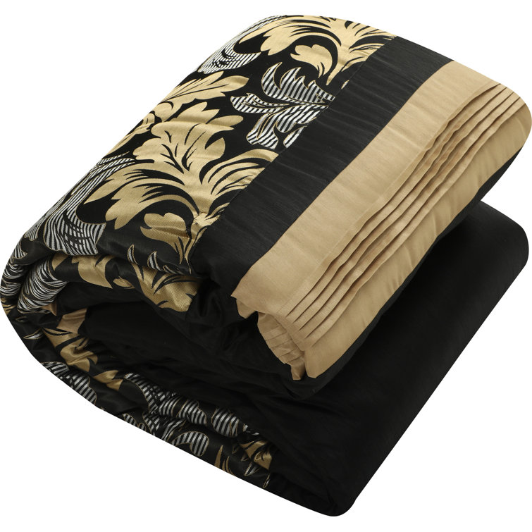 California King Black and Gold Microfiber Comforter Set
