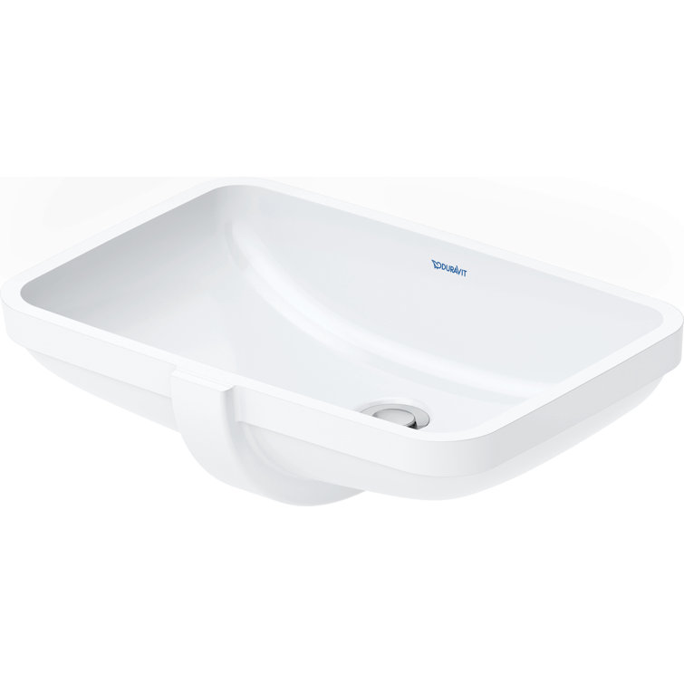 Duravit White Ceramic Rectangular Undermount Bathroom Sink with Overflow